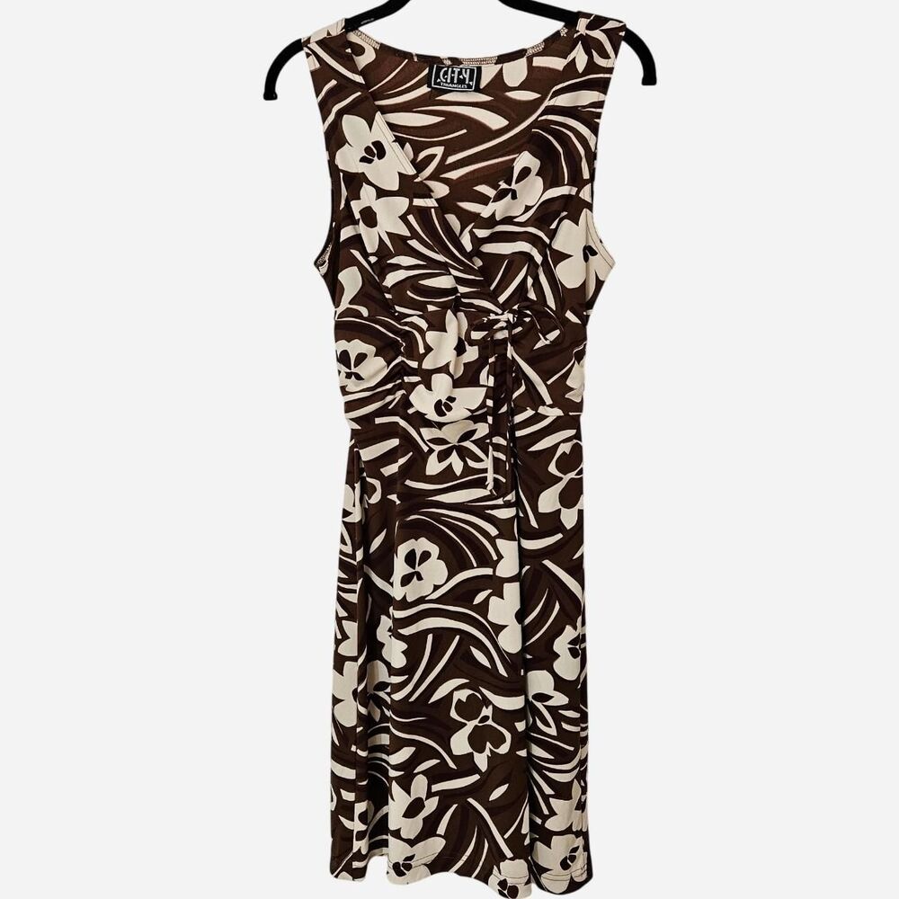 90s y2k boho whimsical brown cream floral dress